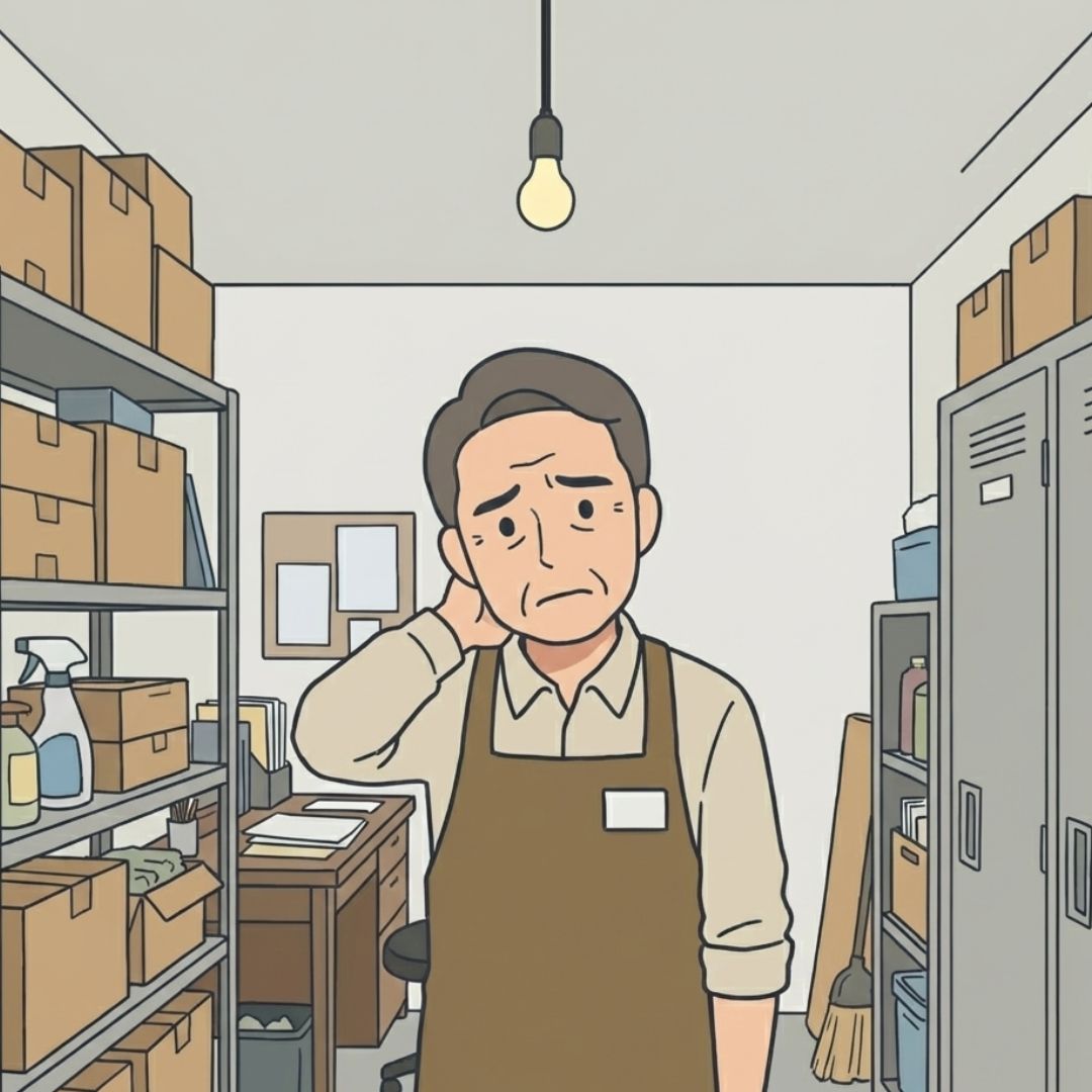 レビューを書いてくれないことに悩む店舗スタッフのイラスト